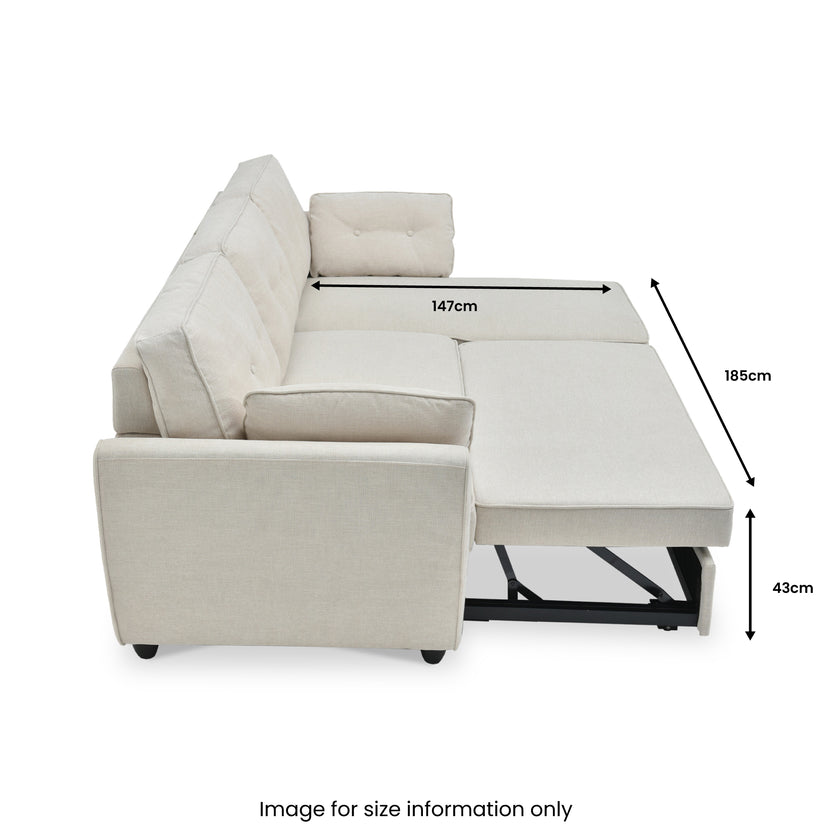 Willette Textured Corner Sofa Bed with Storage Natural Roseland