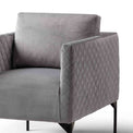close up of padded seat and back cushions on the Bali Grey Velvet Accent Chair