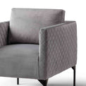 close up of padded seat and back cushions on the Bali Grey Velvet Accent Chair