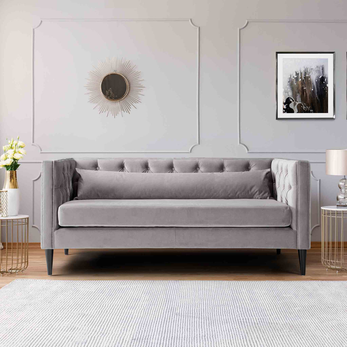 Savoy Grey Velvet 2 Seater Accent Sofa lifestyle image