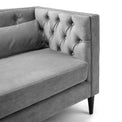 close up of padded foam seat on the Savoy Grey Velvet 2 Seater Accent Chair 