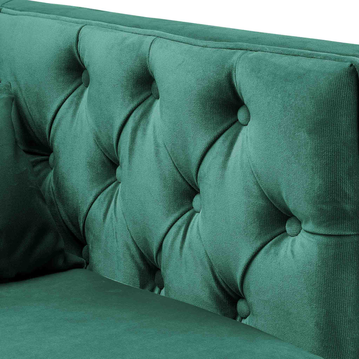 close up of the button tuft detail on the Savoy Jasper Velvet 2 Seater Accent Sofa