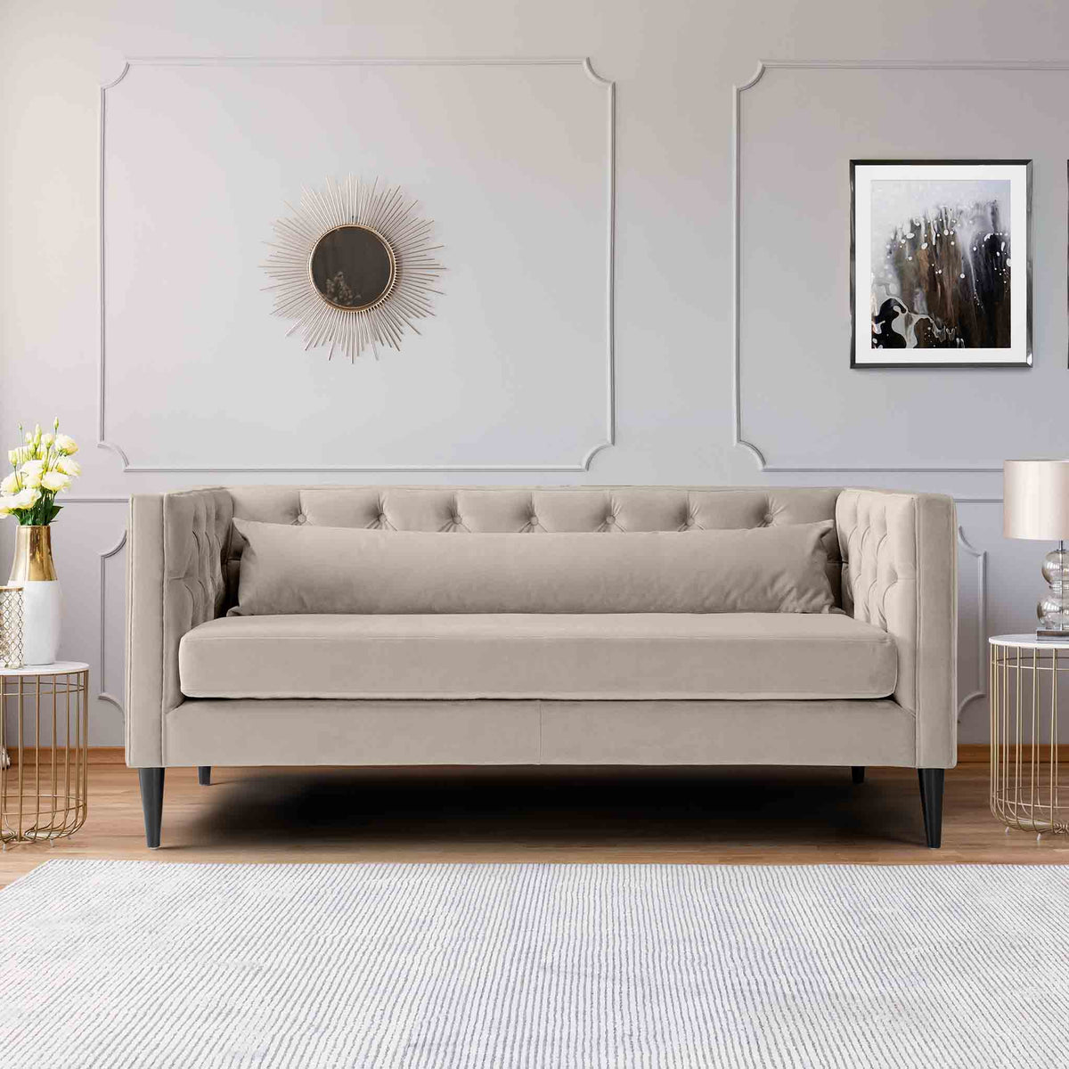 Savoy Putty Velvet 2 Seater Accent Sofa lifestyle image