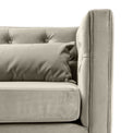 close up of velvet tracked armrest on the Savoy Putty Velvet 2 Seater Accent