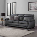 Hugo Grey 3 Seater Leather Sofa - Lifestyle