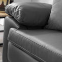 Hugo Grey 3 Seater Leather Sofa - Close up of arm rest