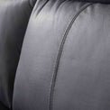 Hugo Grey 3 Seater Leather Sofa - Close up of back cushion on sofa
