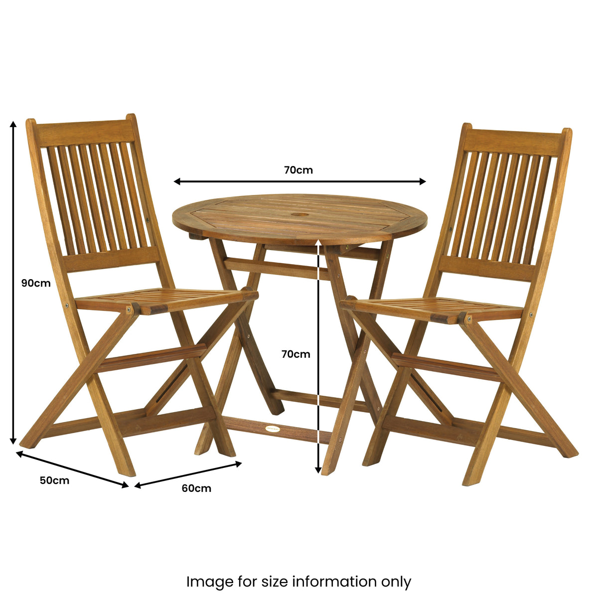York Acacia Folding 2 Seat Bistro Set
