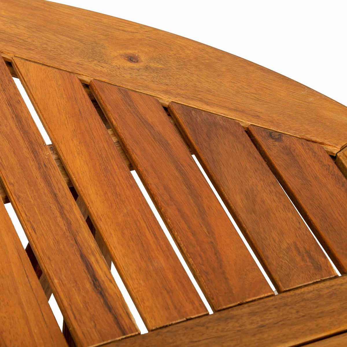 Acacia 120cm Round Gateleg Garden Table - Close up of table top slats