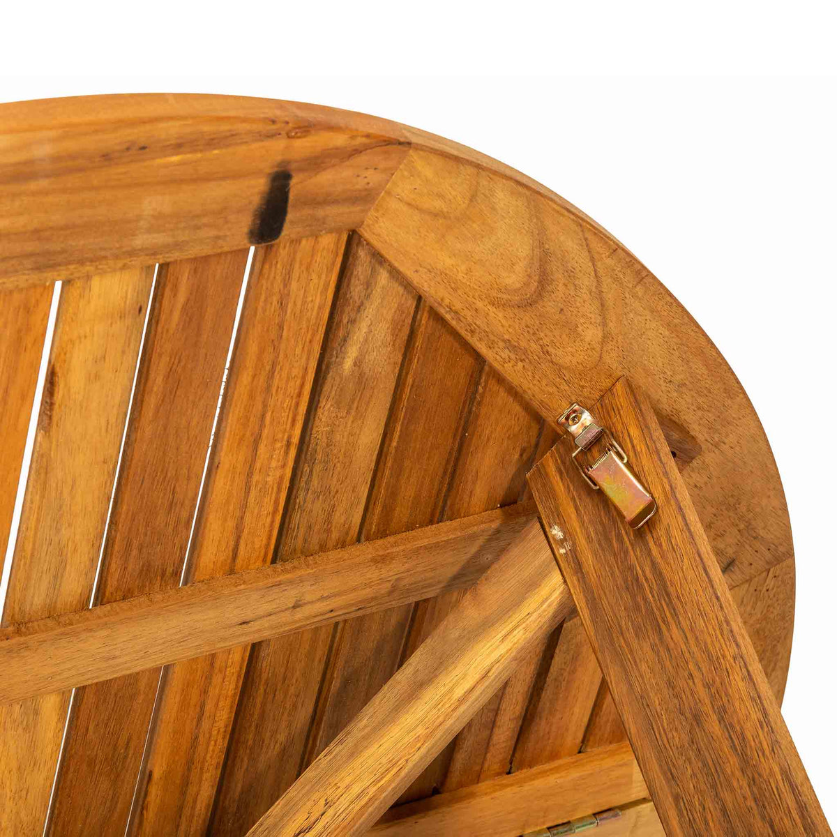 Acacia 120cm Round Gateleg Garden Table - Close up of underside of table