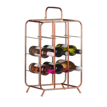 Industrial Copper 9 Bottle Holder Wine Rack