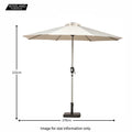 2.7m Ivory LED Lit Solar Powered Outdoor Crank and Tilt Parasol - Size Guide