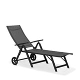Sorrento Black Wheeled Reclining Sun Lounger 