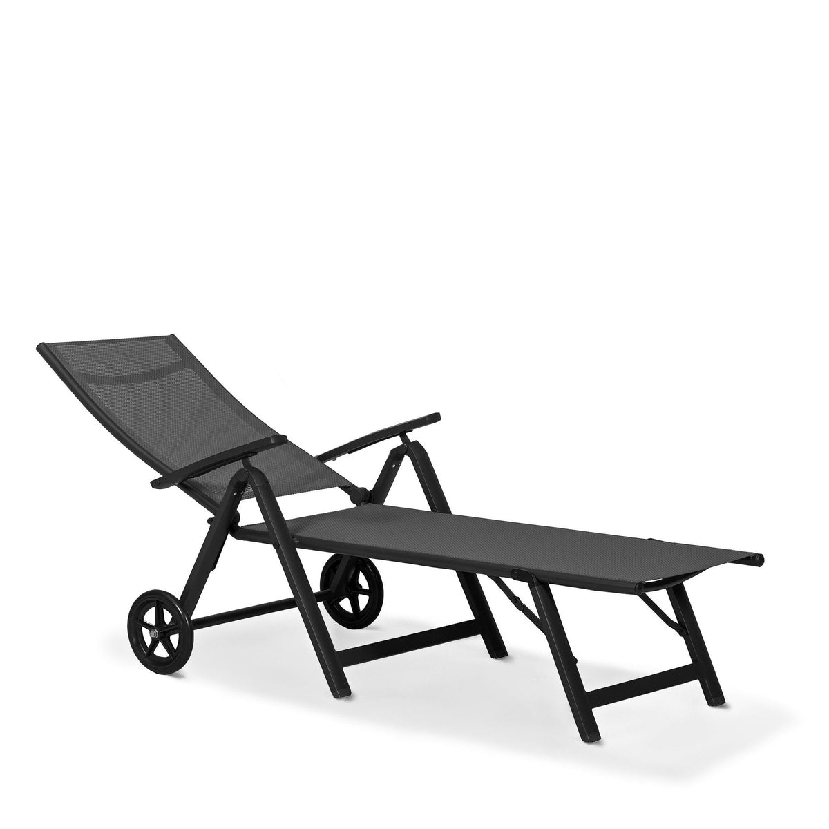 Sorrento Black Wheeled Garden Sun Lounger 