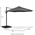 3.5m Grey LED Cantilever Parasol dimensions