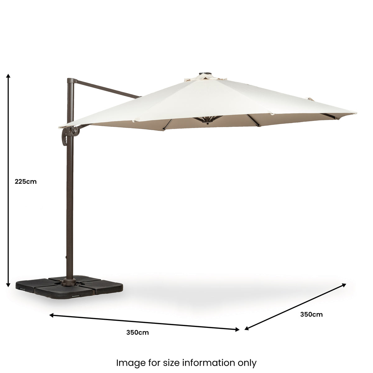 3.5m Ivory LED Cantilever Parasol dimensions