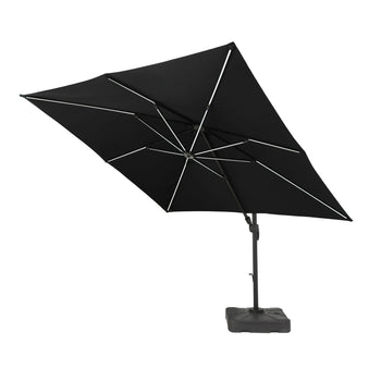 3m Square Deluxe Solar LED Cantilever Parasol with Base