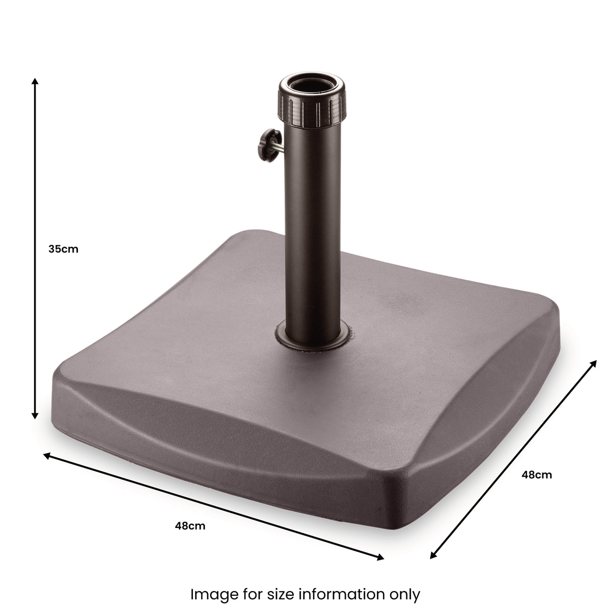 Brown Square 25kg Parasol Base dimensions