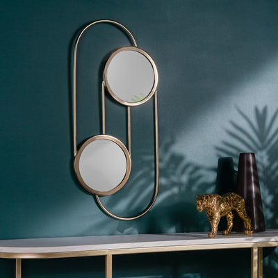 Abstract Double Round Brass Wall Mirror