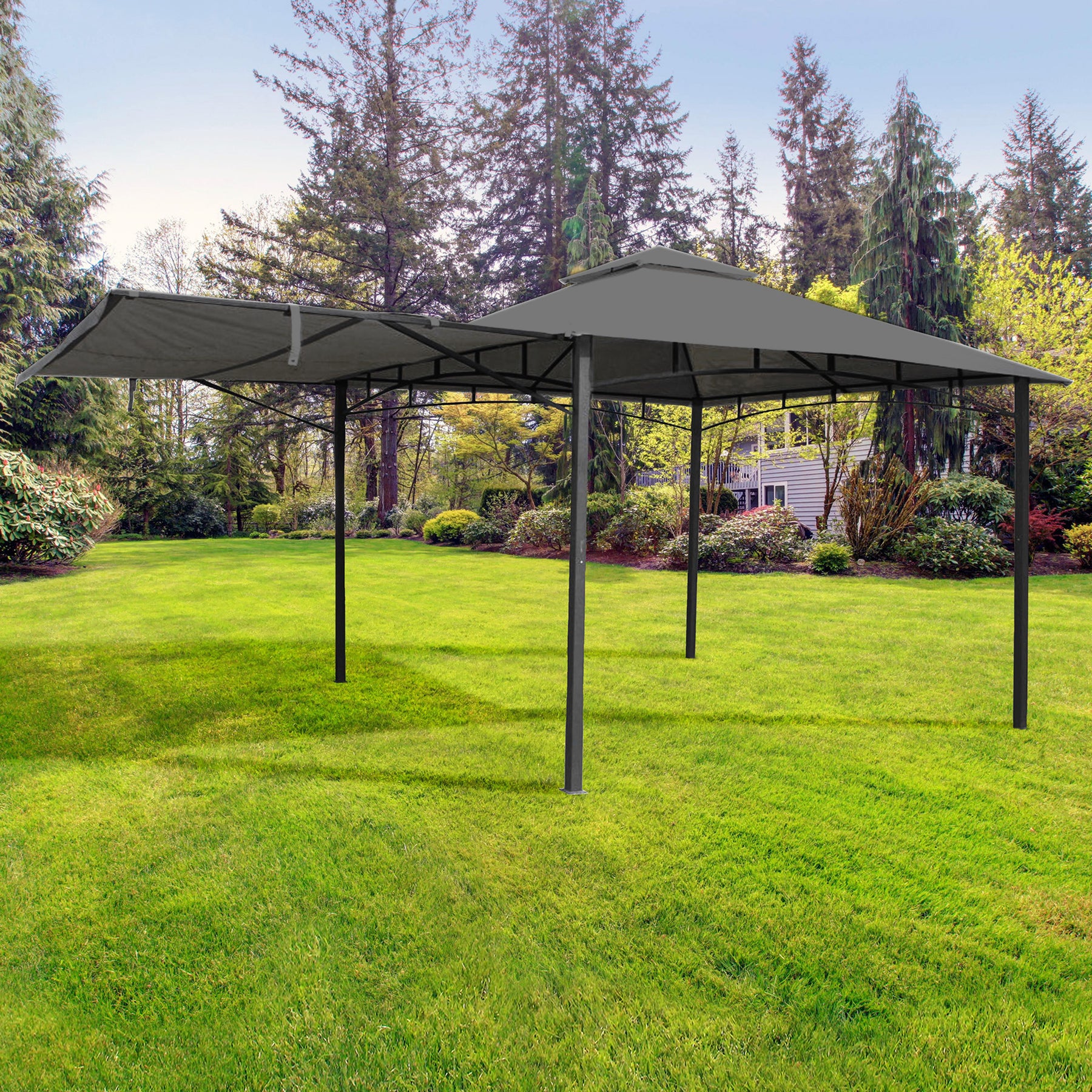 3.3m Grey Algarve Awning Garden Gazebo Lifestyle Setting
