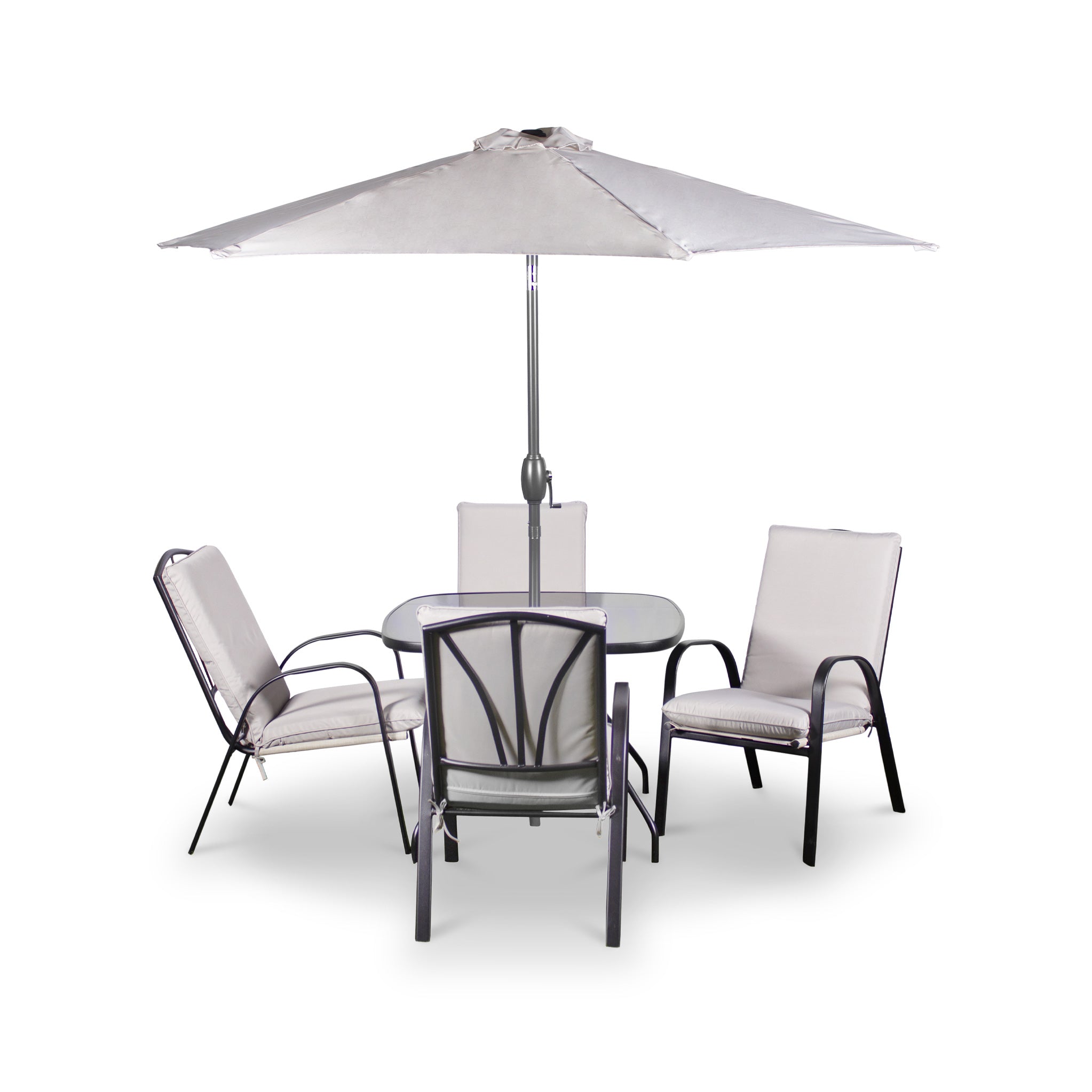 Amalfi 4 Seater Garden Dining Set w 2.3m Parasol Roseland