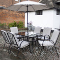 Amalfi 6 Seater Outdoor Dining Set with Ivory Padded Cushions