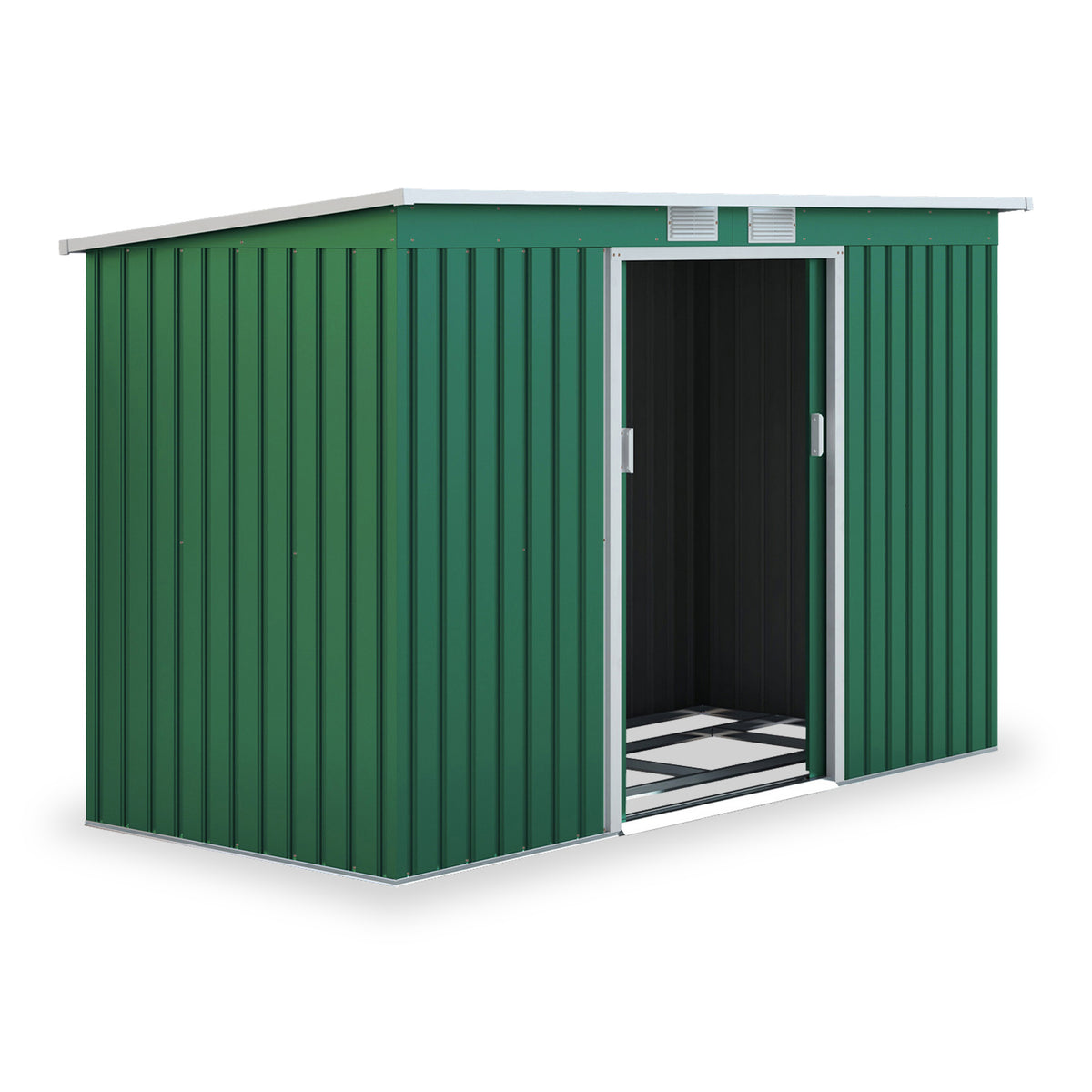 Ascot Green 9.1ft Galvanised Steel Shed from Roseland Furniture