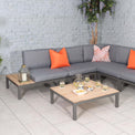 Aspen Large Garden Lounge Set with Teak Coffee & Side Tables close up of sofa