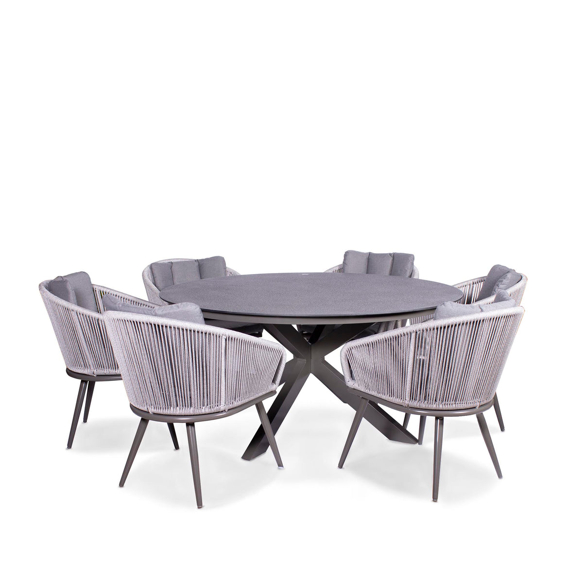 Aspen 6 Seat Stone Look Garden Dining Set from Roseland Furniture