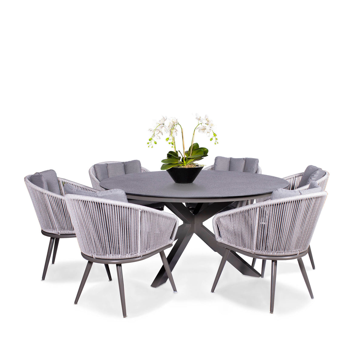 Aspen 6 Seat Stone Look Garden Dining Set from Roseland Furniture with 6 chairs