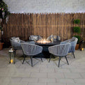 Aspen 6 Seater Fire Pit Table Garden Dining Set from Roseland Furniture
