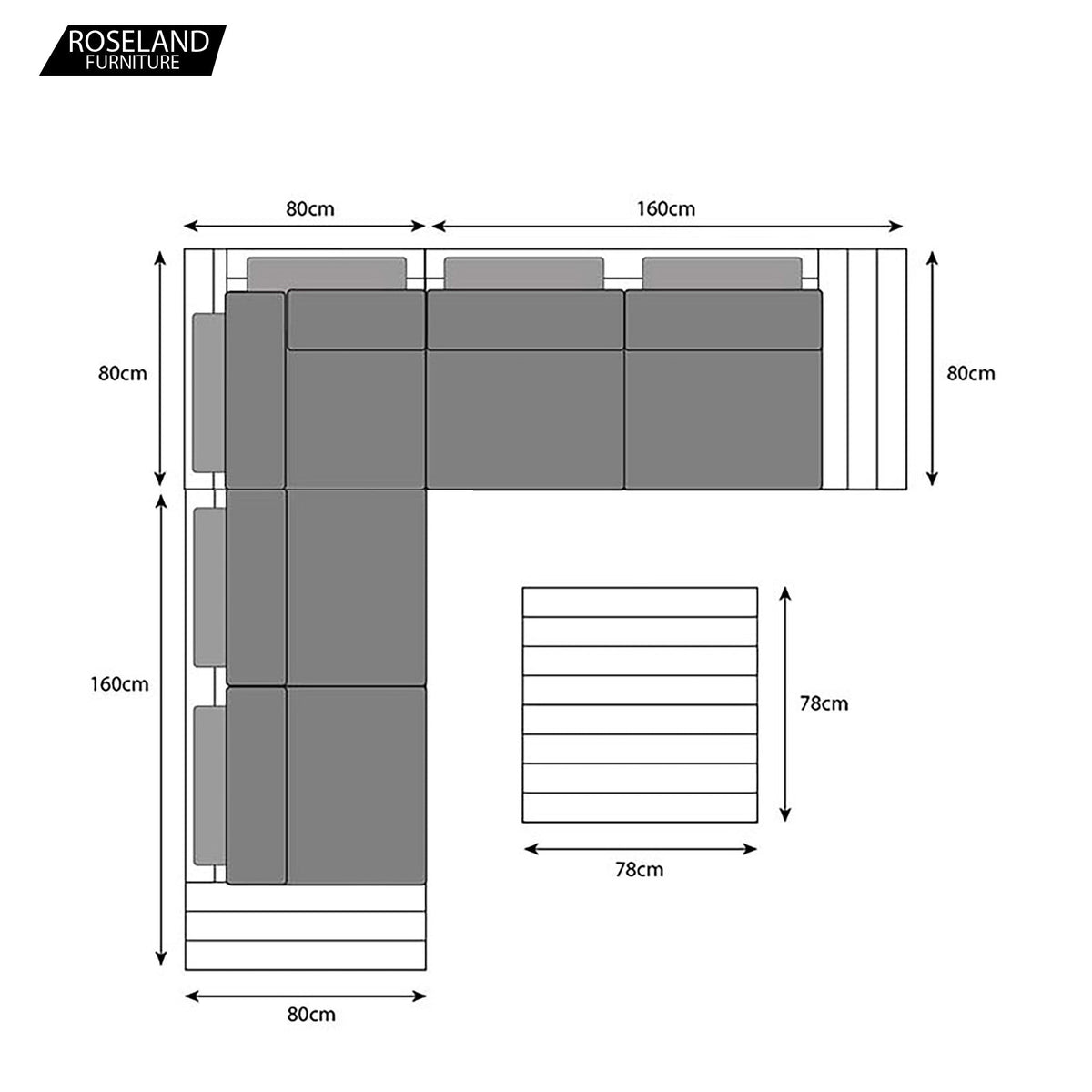 Aspen Garden Lounge Set with Teak Coffee & Side Tables size guide