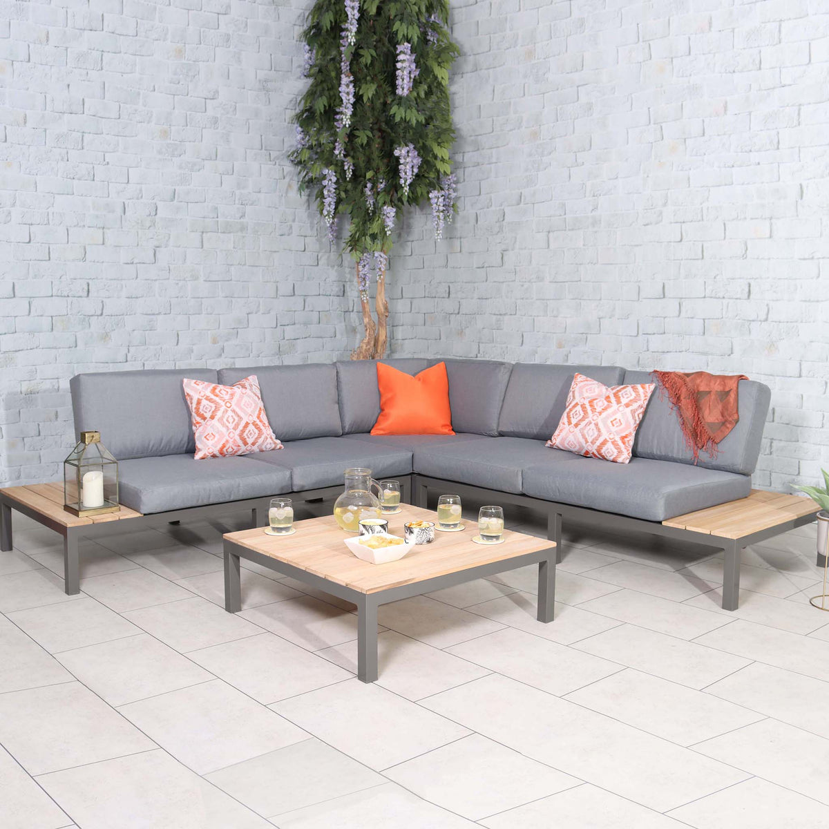 Aspen Garden Lounge Set with Teak Coffee & Side Tables from Roseland Furniture