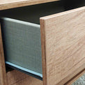 Asher Light Oak 1 Drawer Coffee table with Storage with black legs drawer close up