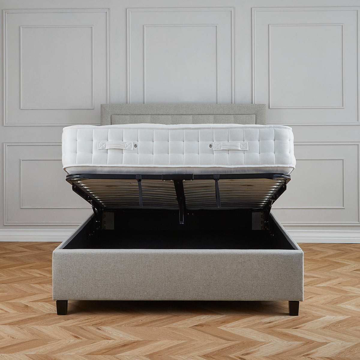 Ashley Oatmeal Upholstered Ottoman Storage Bed 