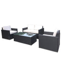 Berlin Black Rattan 4 Seater Sofa Lounge Set with Coffee Table from Roseland Home Furniture