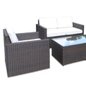 Berlin Brown Rattan 4 Seater Sofa Lounge Set with Coffee Table & armchairs