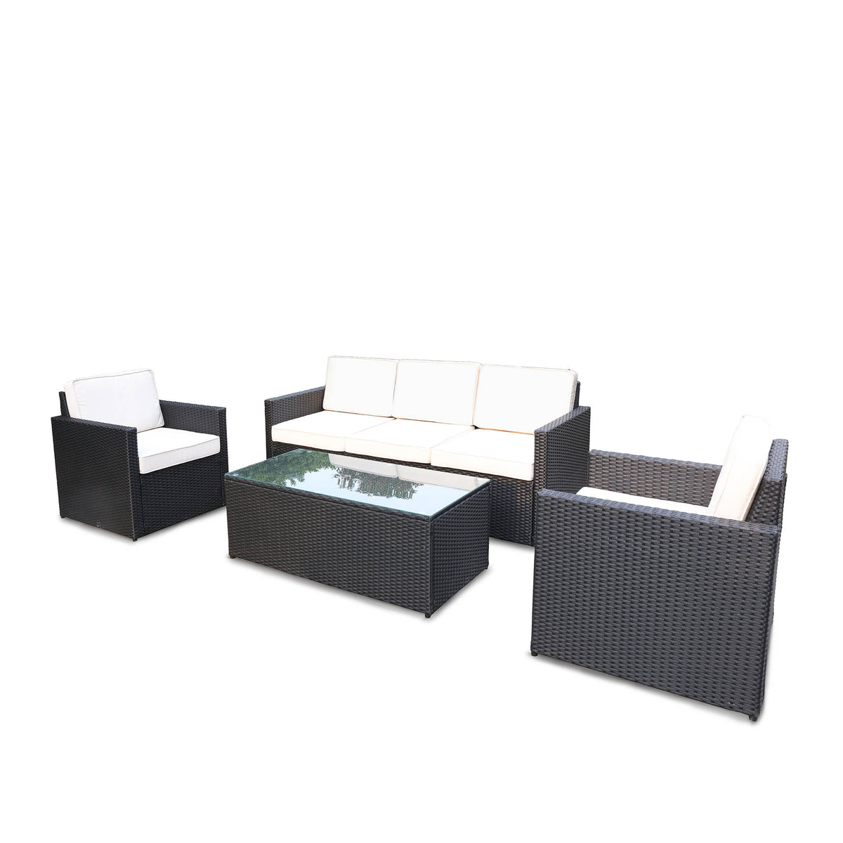 Berlin Black Rattan 5 Seater Sofa Lounge Set with Coffee Table from Roseland Home Furniture