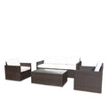 Berlin Brown Rattan 5 Seater Sofa Lounge Set with Coffee Table from Roseland Home Furniture