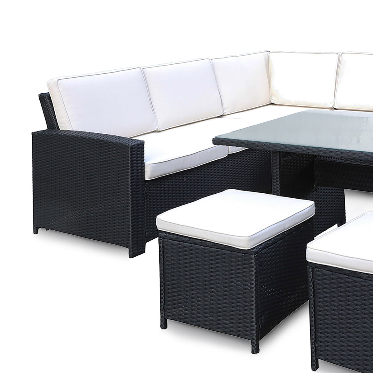 Berlin Black Rattan Corner Sofa Garden Dining Set