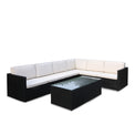 Berlin Black Rattan Corner Sofa Lounge Set with Coffee Table from Roseland Home Furniture