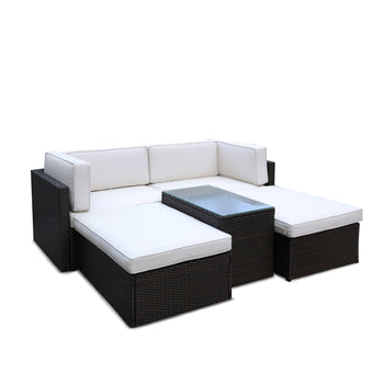 Rattan Multipositional Lounge Set with Console
