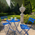 Bistro Blue Folding Table and Two Chairs - Lifestyle