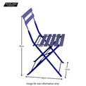 Bistro Blue Folding Table and Two Chairs - Chair Size Guide