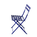 Bistro Blue Folding Table and Two Chairs - Side view of chair