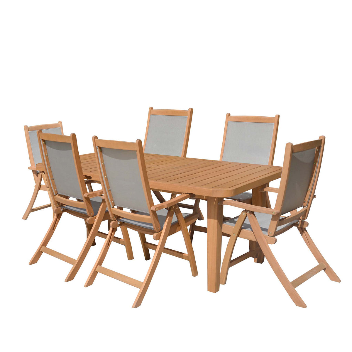 Broadway Acacia Wooden 6 Seat Garden Dining Set with reclining chairs by Roseland Furniture