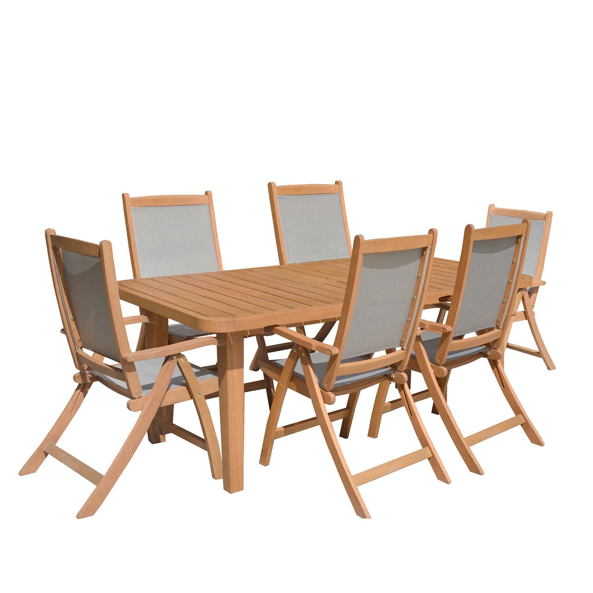 Broadway Acacia Wooden 6 Seat Garden Dining Set with reclining chairs by Roseland Furniture
