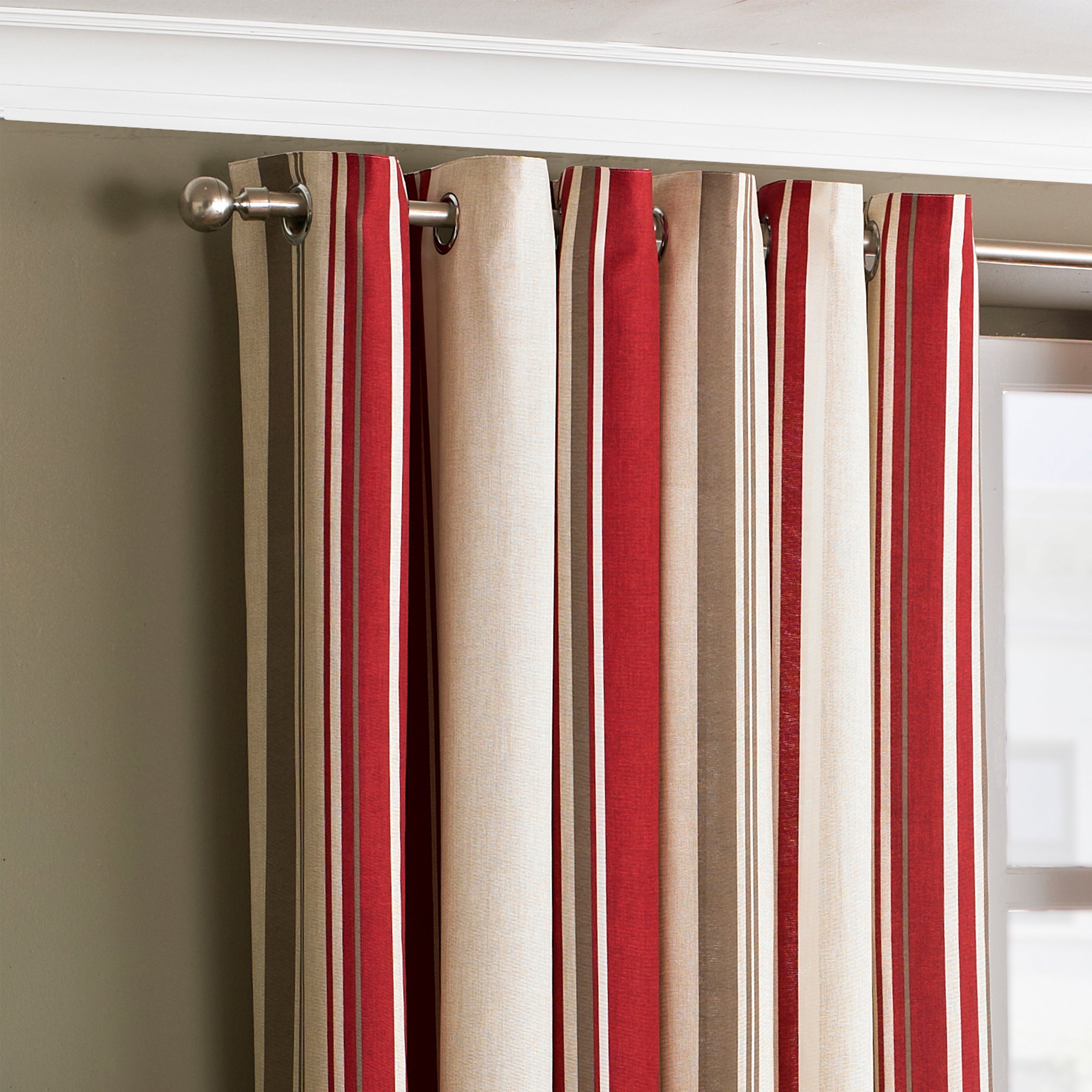 Voyage Maison Oceania Sandstone 229cm x 229cm (90x90) Fully Lined Eyelet  Ring Top Curtain Pair