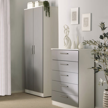 Blakely Grey and White 2 Door Wardrobe