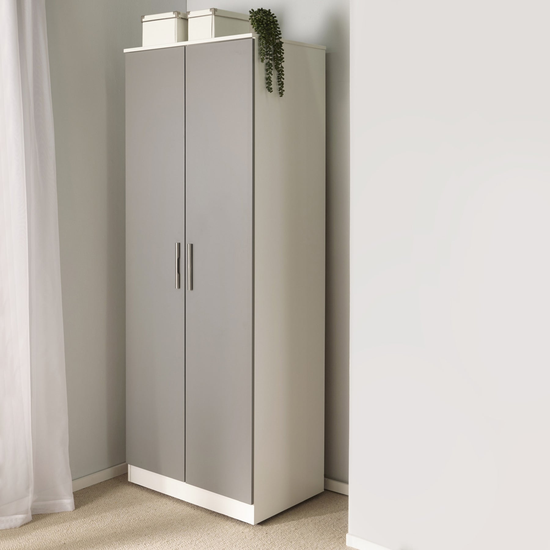 Blakely Grey and White 2 Door Wardrobe